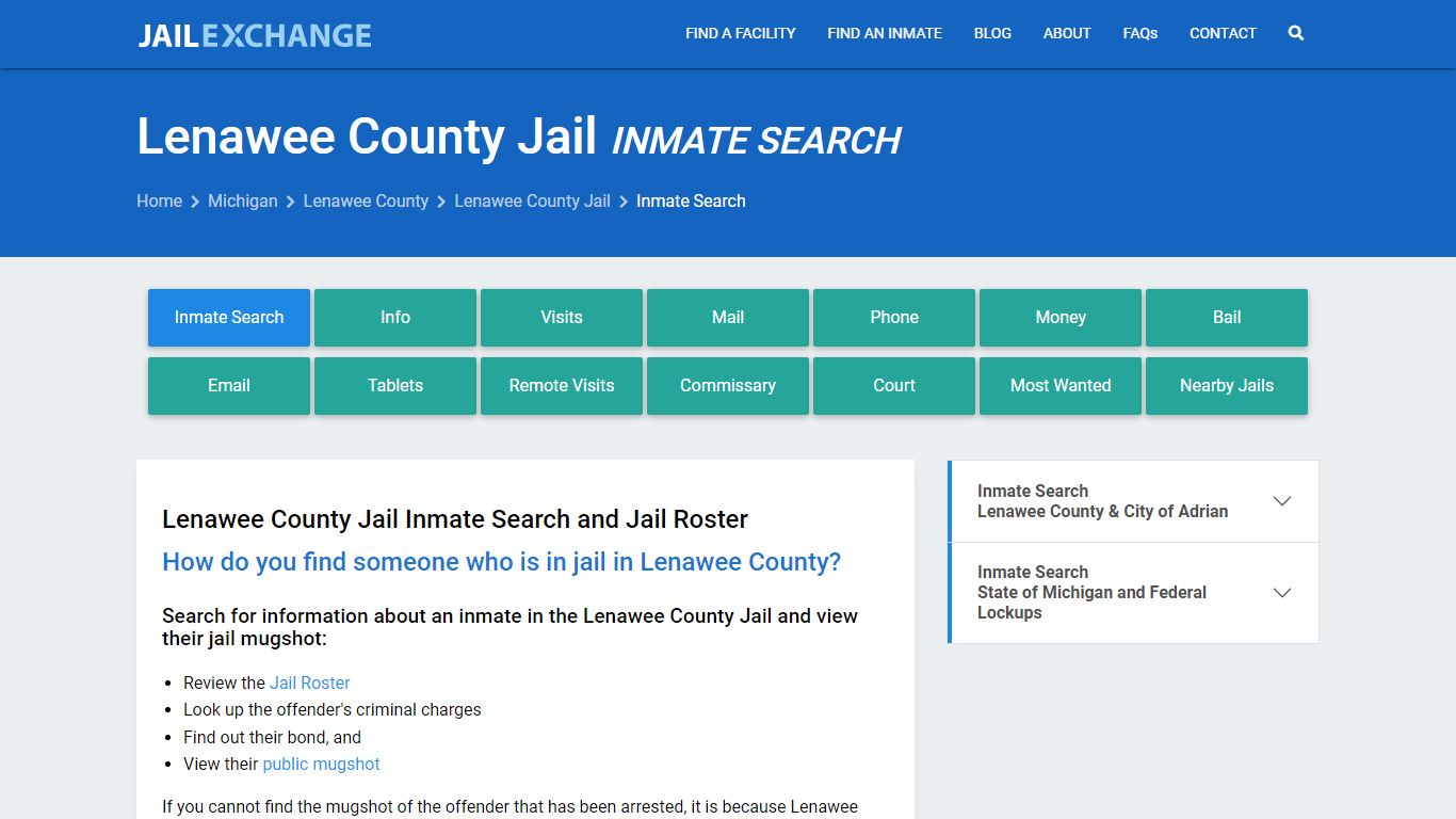Inmate Search: Roster & Mugshots - Lenawee County Jail, MI
