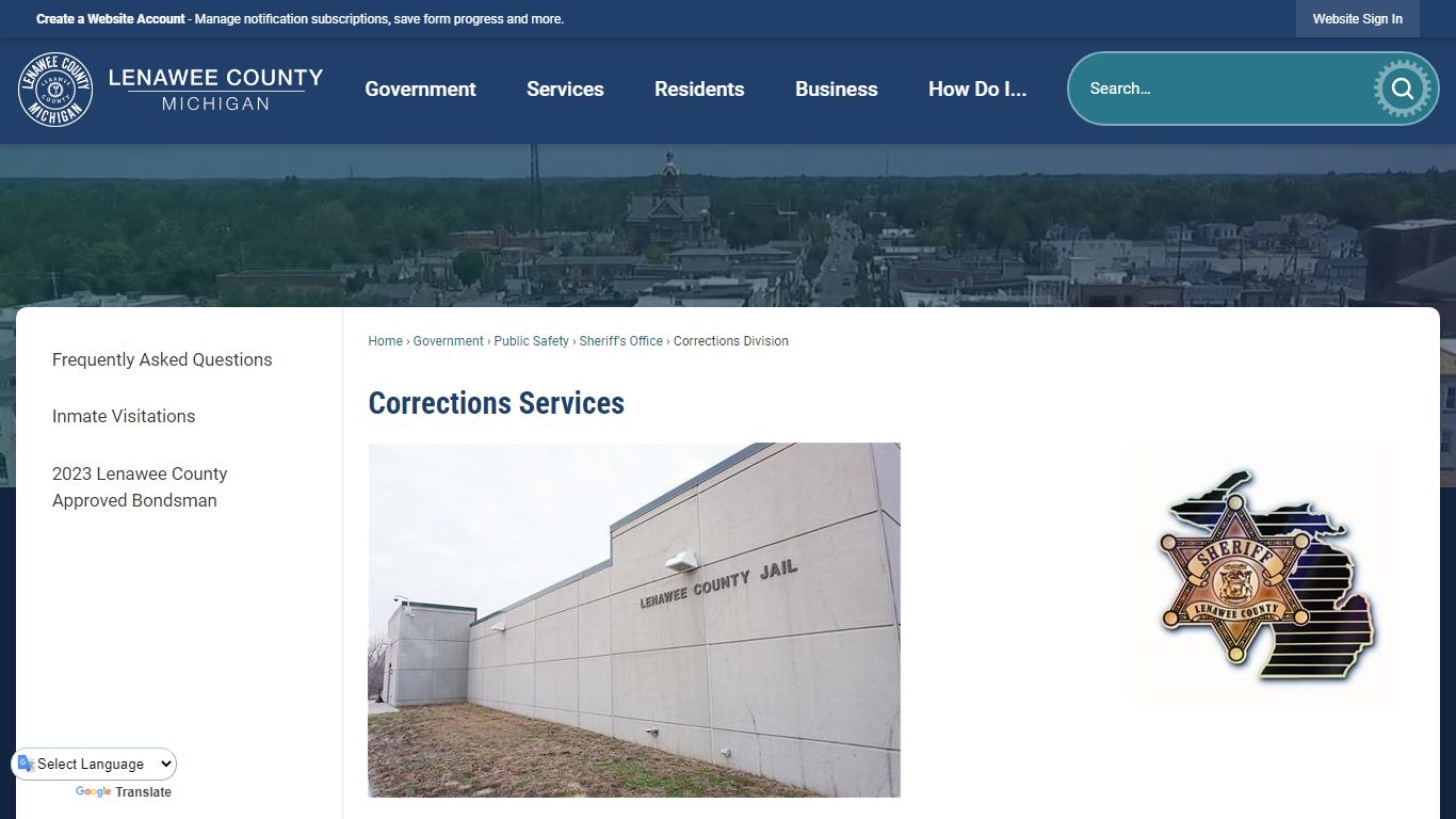 Corrections Services | Lenawee County, MI