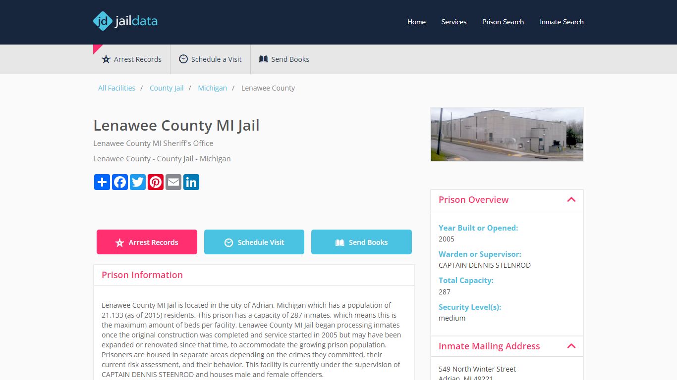 Lenawee County MI Jail Inmate Search and Prisoner Info - Adrian, MI
